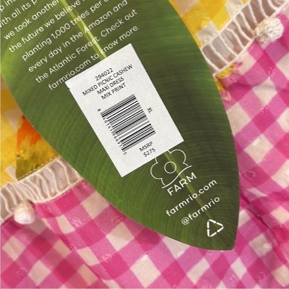 Farm Rio NEW Colorful Picnic Gingham Cashew Maxi Dress Size XL - Picture 3 of 7